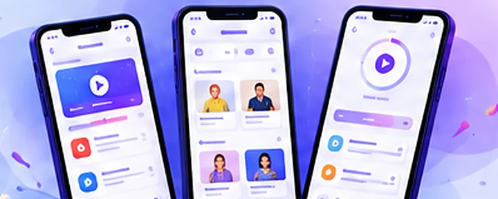 The andorp learning app on three phones